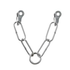 Silberner V-Kettenstand von CT mit Ring in der Mitte.