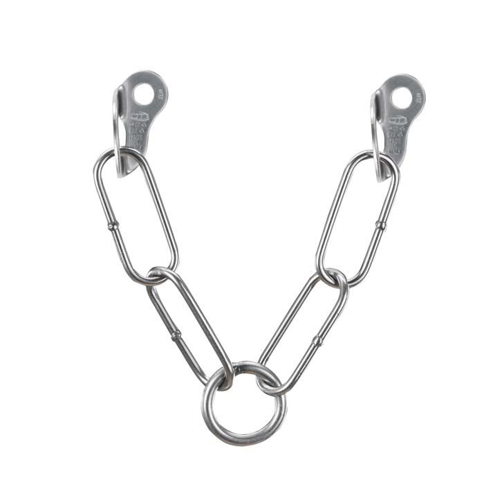 Silberner V-Kettenstand von CT mit Ring in der Mitte.