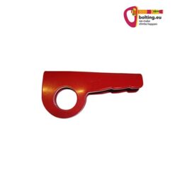 Roter Kop de Gas Micro Shark Felshaken und buntes bolting.eu Logo.