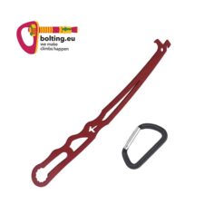 Roter Kop de Gas Klemmkeilentferner Wizard mit schwarzem Materialkarabiner und buntem bolting.eu Logo.