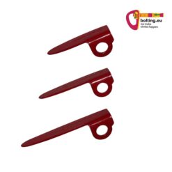 Three red Kop de Gas Hardened Knifeblades Diables knifeblade and colorful bolting.eu logo.