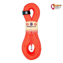 Oranger Strang Beal Sunrise umweltfreundliches Kletterseil vertikal im Bild mit Originalverpackung.