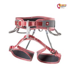 Rot weißer Ocun Twist Tech Eco Lady Klettergurt von der Vorderseite.