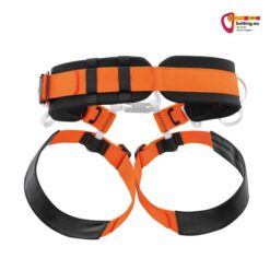 Orange - schwarzer Petzl Aven Spelegurt von der Rückseite.
