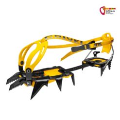 Grivel G14 Forged Points Ersatz Frontzacken auf schwarz gelben Steigeisen.