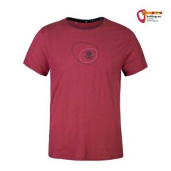 Weinrotes Rafiki Zone Herren Klettershirt von vorne vor weißem Hintergrund.