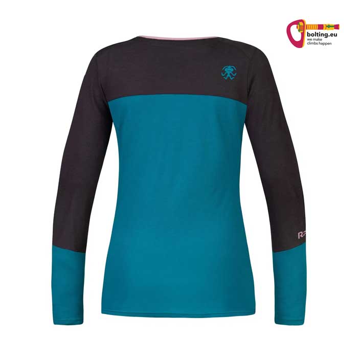 Rafiki Finale Lady Damen Kletter Longsleeve ausgebreitet von hinten mit weißem Hintergrund.