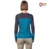 Modell mit blau-grauem Rafiki Finale Lady Damen Kletter Longsleeve von hinten.